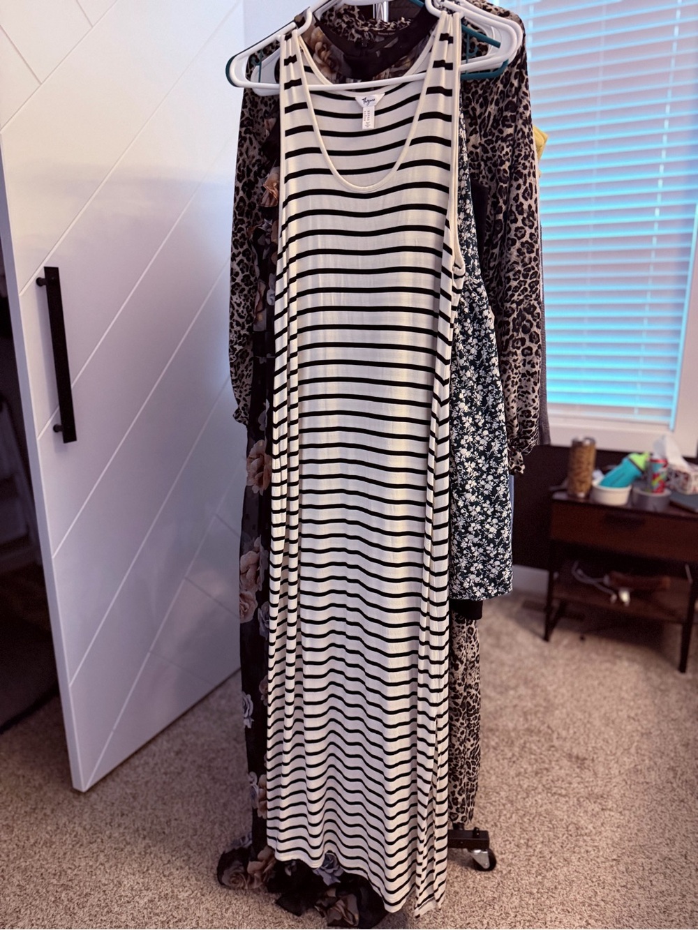 THYME | Striped Black and White Tank Maxi Dress | Large